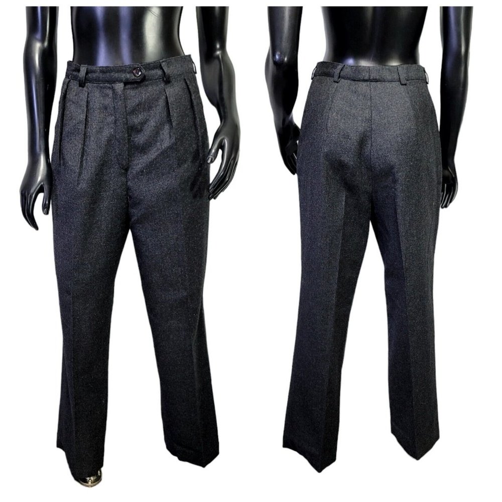 Giorgio Sant' Angelo 100% Pure Merino Wool Pleated Trousers Gray Straight Leg